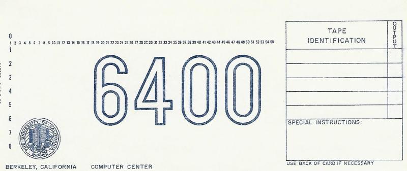 CDC 600 Job Card